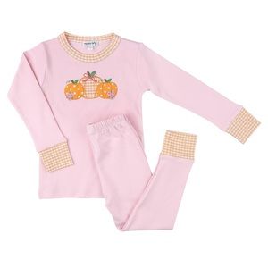 MAGNOLIA BABY GIRLS PINK SWEET LIL' PUMPKIN LONG PAJAMAS
